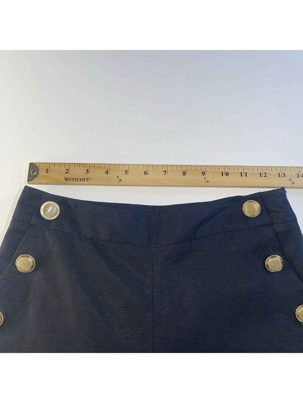 ZARA High Waist Wide Leg Sailor Pants Women’s XS Navy Gold Button Nautical